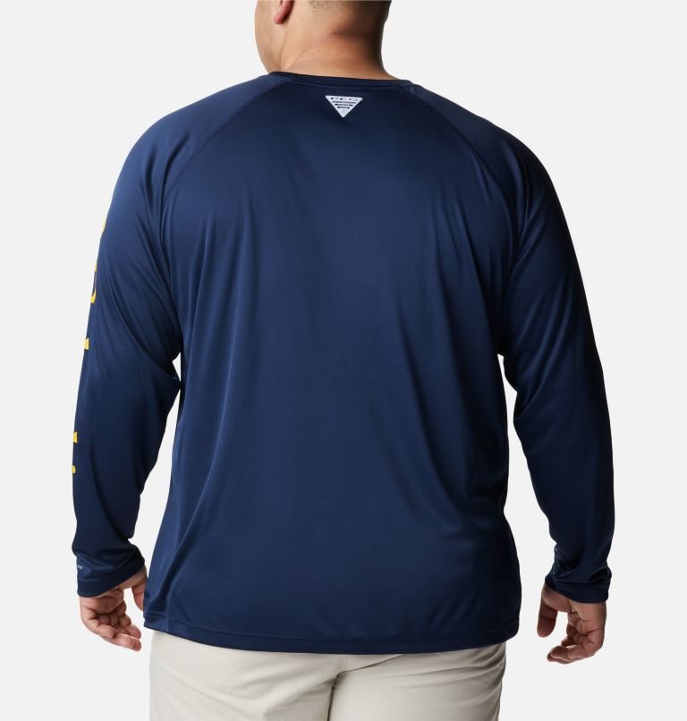 Men's Columbia Collegiate PFG Terminal Tackle Long Sleeve - West Virginia Sweatshirts Navy | Plus Size CA-Z04LA